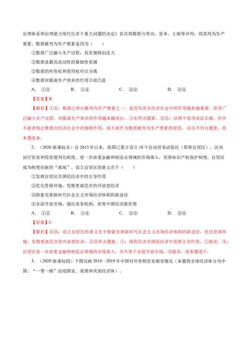 专题04发展社会主义市场经济-学易金卷：十年（2014-2023）高考政治真题分项汇编（人教卷）（解析卷）_近10年高考真题汇编（必刷）_十年（2014-2024）高考政治真题分项汇编（全国通用）