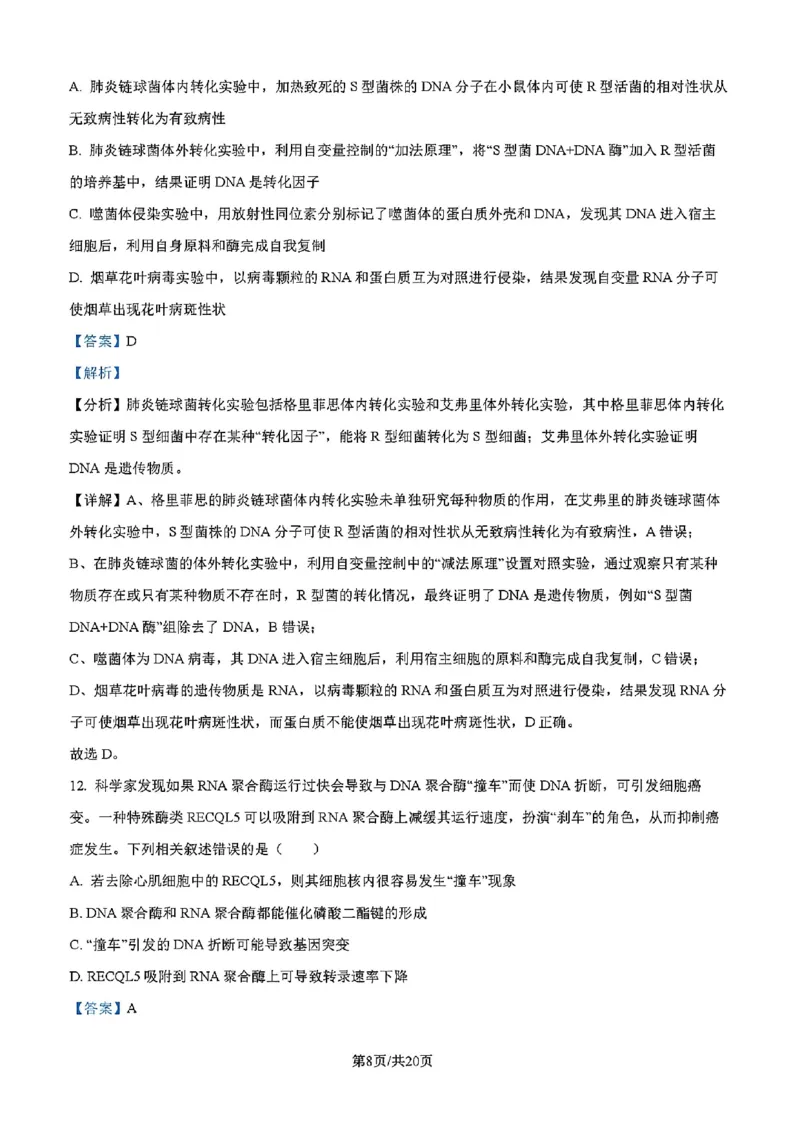 吉林省吉林市一中23级(26届)2025-2026学年度高三上学期第一次质量检测生物试题卷（含解析）_2025年10月_12026年试卷教辅资源等多个文件_生物