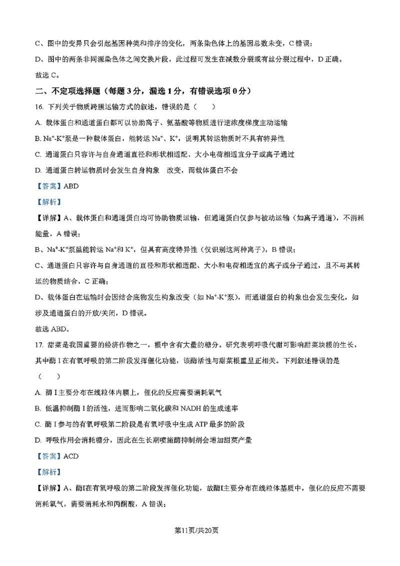 吉林省吉林市一中23级(26届)2025-2026学年度高三上学期第一次质量检测生物试题卷（含解析）_2025年10月_12026年试卷教辅资源等多个文件_生物