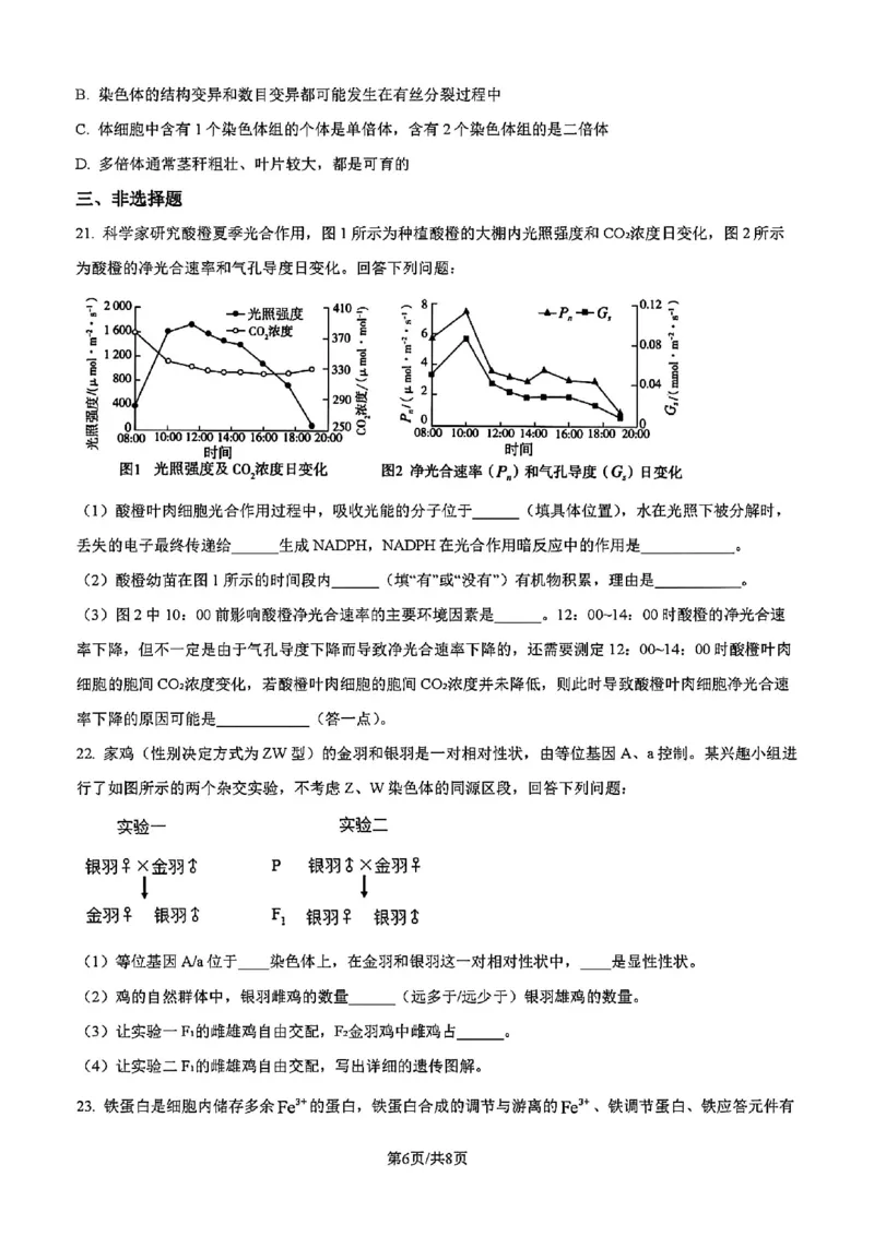 吉林省吉林市一中23级(26届)2025-2026学年度高三上学期第一次质量检测生物试题卷（含解析）_2025年10月_12026年试卷教辅资源等多个文件_生物