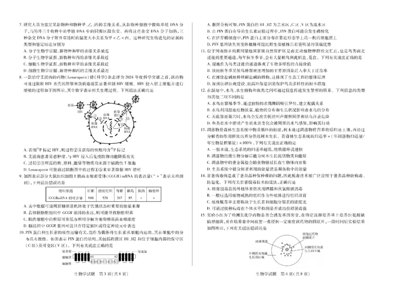 河南省天一大联考2024-2025学年高中毕业班阶段性测试（六）生物_2025年3月_250320河南省天一大联考2024-2025学年高中毕业班阶段性测试（六）（全科）