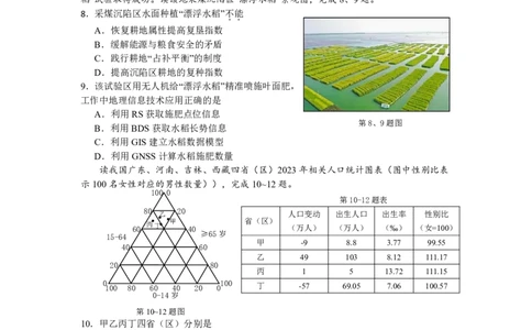金华十校2025年4月高三模拟考试地理试卷及答案_2025年4月_250413浙江省金华十校2025年4月高三模拟考试（全科）