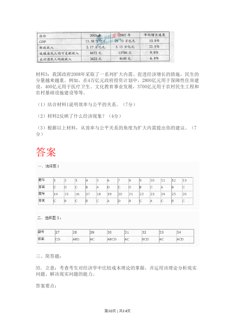 2009年高考政治试卷（广东）（解析卷）_政治历年高考真题_新&middot;PDF版2008-2025&middot;高考政治真题_政治（按试卷类型分类）2008-2025_自主命题卷&middot;政治（2008-2025）