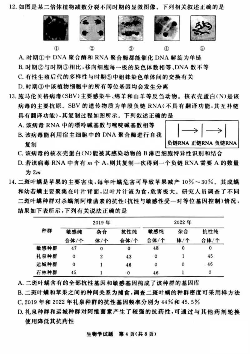 吕梁市2025年高三年级第二次模拟考试生物_2025年4月_250420山西省吕梁市2025年高三年级第二次模拟考试（全科）_吕梁市2025年高三年级第二次模拟考试生物