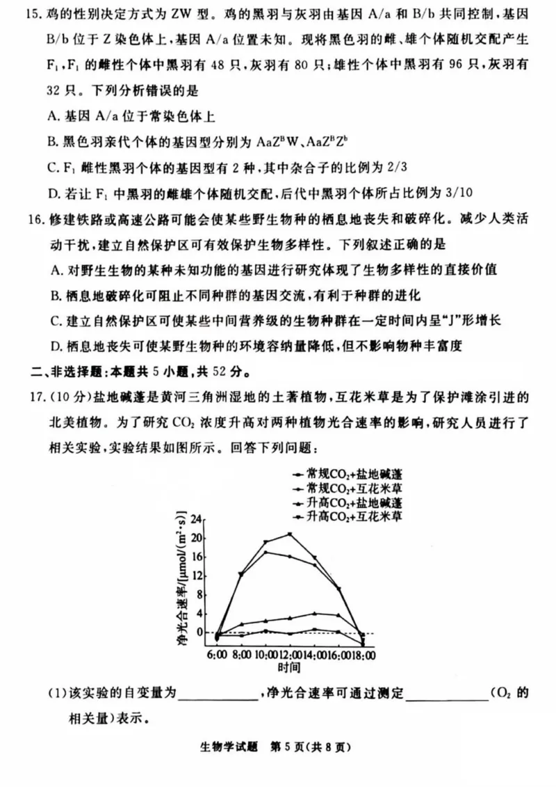 吕梁市2025年高三年级第二次模拟考试生物_2025年4月_250420山西省吕梁市2025年高三年级第二次模拟考试（全科）_吕梁市2025年高三年级第二次模拟考试生物