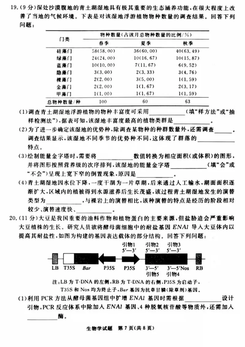吕梁市2025年高三年级第二次模拟考试生物_2025年4月_250420山西省吕梁市2025年高三年级第二次模拟考试（全科）_吕梁市2025年高三年级第二次模拟考试生物