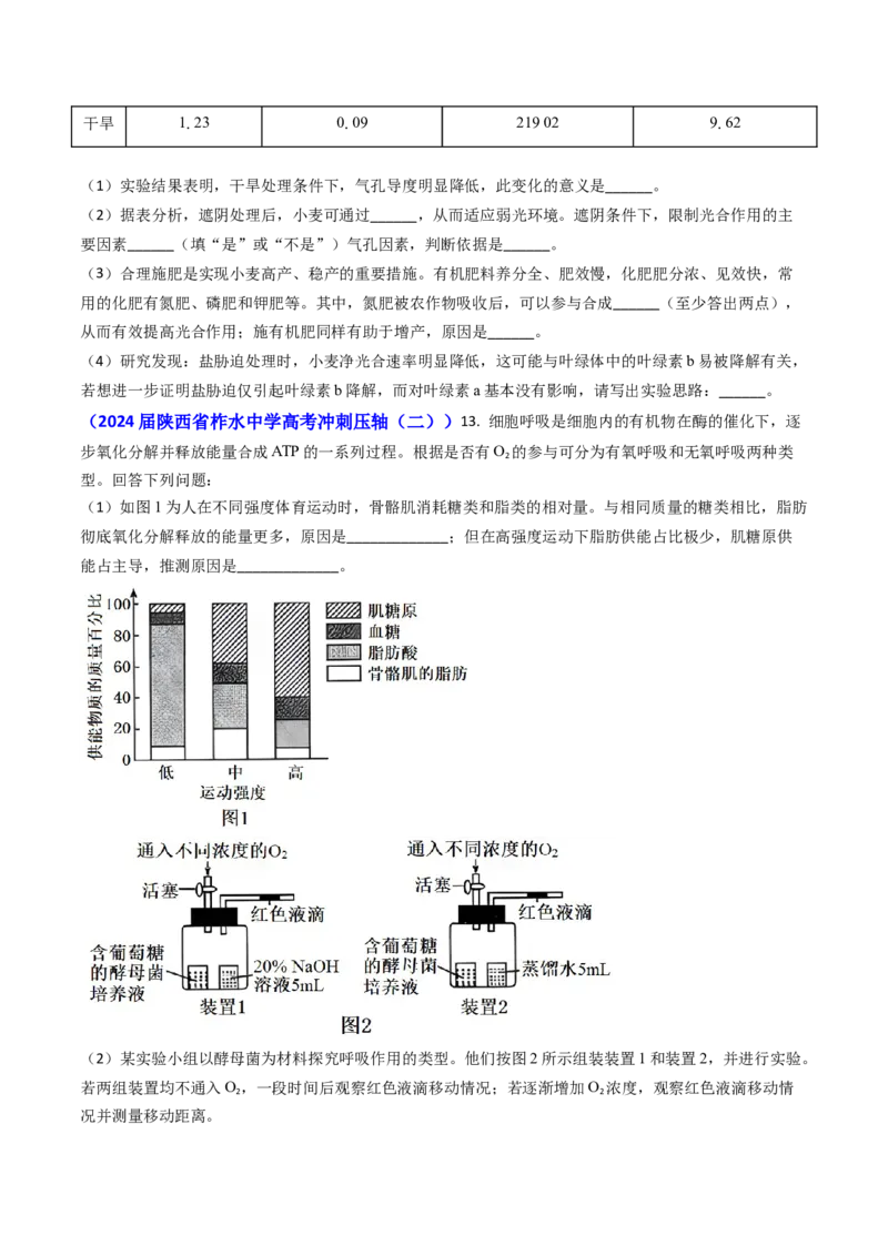 专题05光合作用与细胞呼吸-2024年高考真题和模拟题生物分类汇编(学生卷）_近10年高考真题汇编（必刷）_十年（2014-2024）高考生物真题分项汇编（全国通用）
