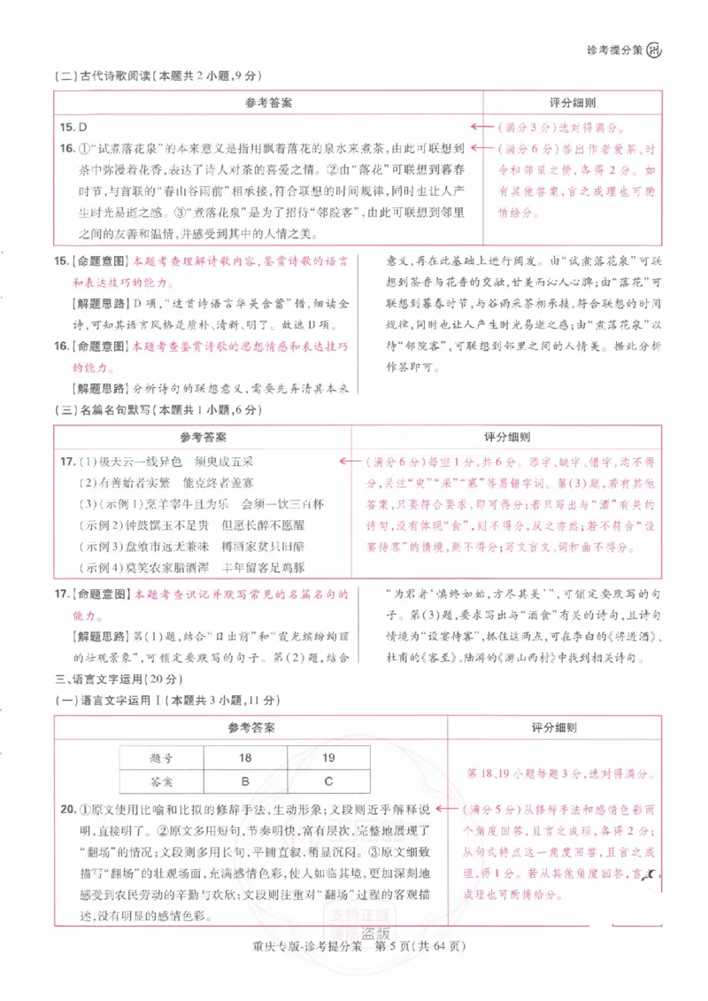 2024年王后雄高考押题预测卷重庆语文答案_2024高考押题卷_22024王hou雄_（新高考）2024王后雄押题预测卷（分科版）_1.语文