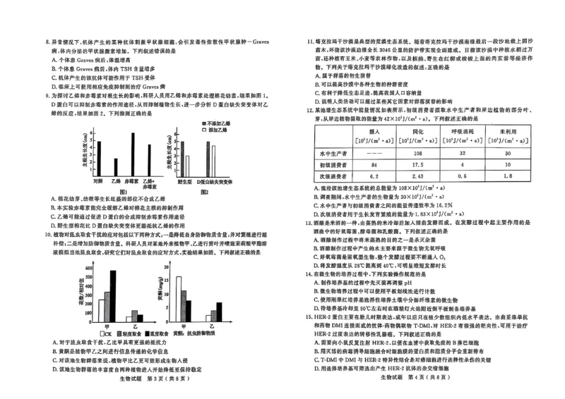 生物试题_2025年3月_250306山东省济宁市2025年高考模拟考试（一模）（全科）_山东省济宁市2025年高考模拟考试（一模）生物