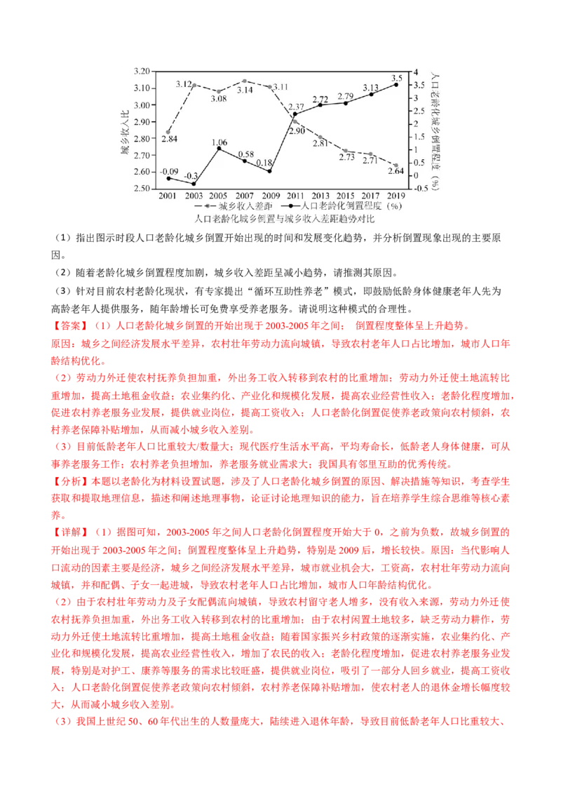 专题08人口2024年高考真题和模拟题地理分类汇编（教师卷）_近10年高考真题汇编（必刷）_十年（2014-2024）高考地理真题分项汇编（全国通用）