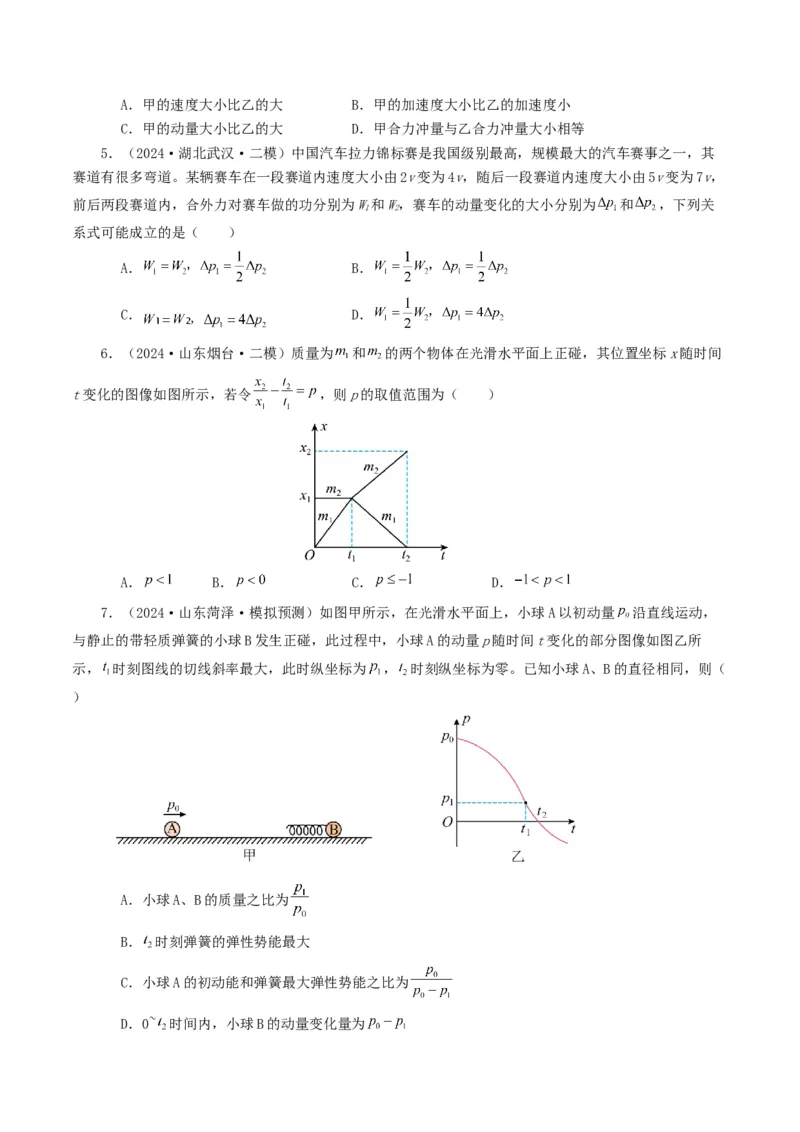 专题07动量-2024年高考真题和模拟题物理分类汇编（学生卷）_近10年高考真题汇编（必刷）_十年（2014-2024）高考物理真题分项汇编（全国通用）
