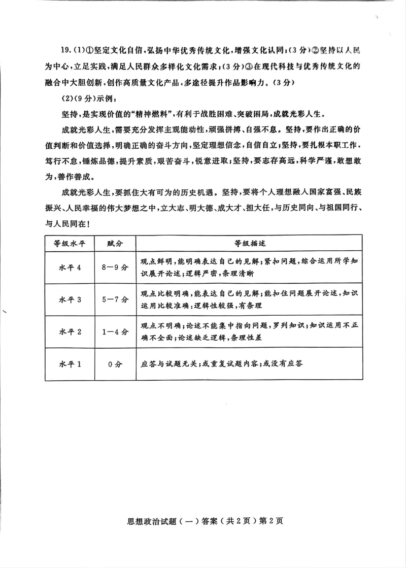 山东省聊城市2025年普通高中学业水平等级考试模拟卷政治答案_2025年3月_250310山东省聊城市2025年普通高中学业水平等级考试模拟卷（聊城一模）（全科）