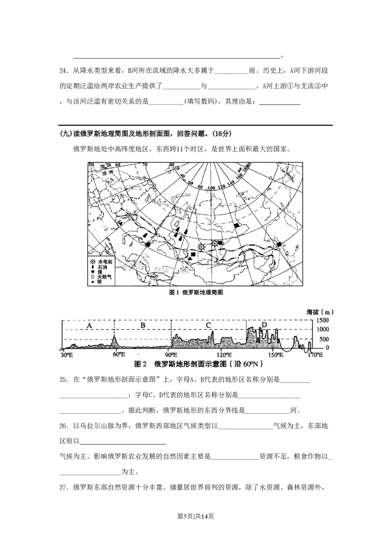 2008年高考地理试卷（上海）（空白卷）_地理历年高考真题_新&middot;PDF版2008-2025&middot;高考地理真题_地理（按试卷类型分类）2008-2025_自主命题卷&middot;地理（2008-2025）