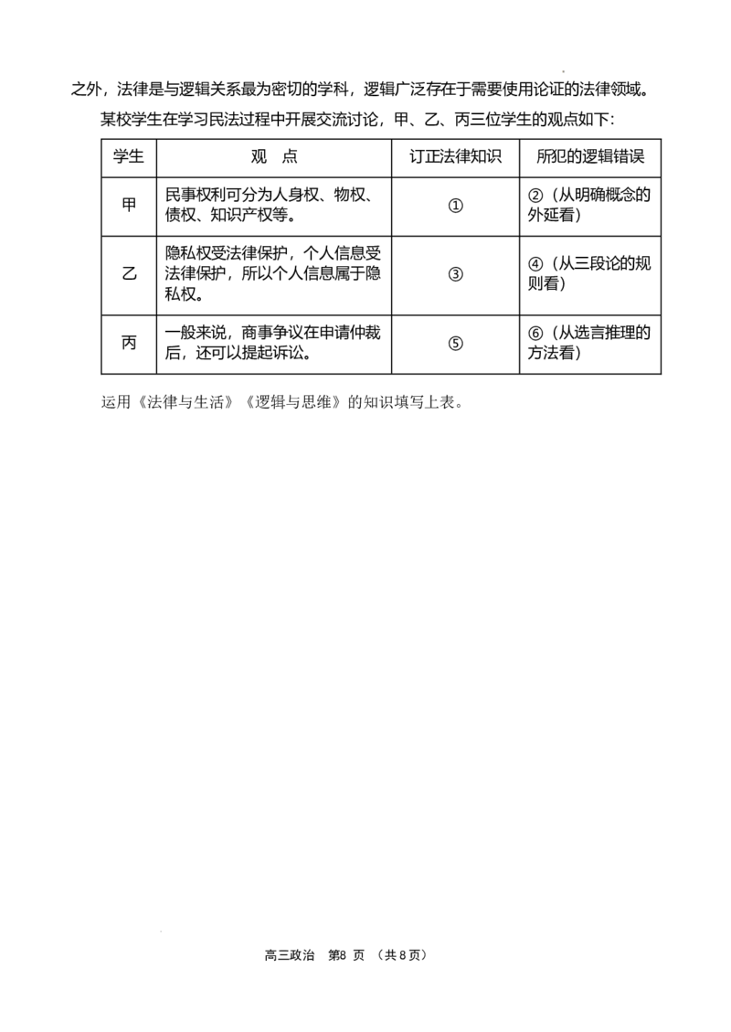 海南省文昌中学2024-2025学年高三下学期第五次月考（4月）政治_2025年4月_250424海南省文昌中学2024-2025学年高三下学期第五次月考（4月）（全科）