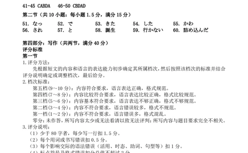 四川省（蓉城名校联盟）新高考2022级高三适应性考试日语答案_2025年5月_250516四川省（蓉城名校联盟）新高考2022级高三适应性考试（全科）