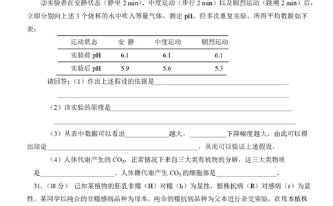 2008年高考生物试卷（四川）（空白卷）_生物历年高考真题_新&middot;PDF版2008-2025&middot;高考生物真题_生物（按年份分类）2008-2025_2008&middot;高考生物真题