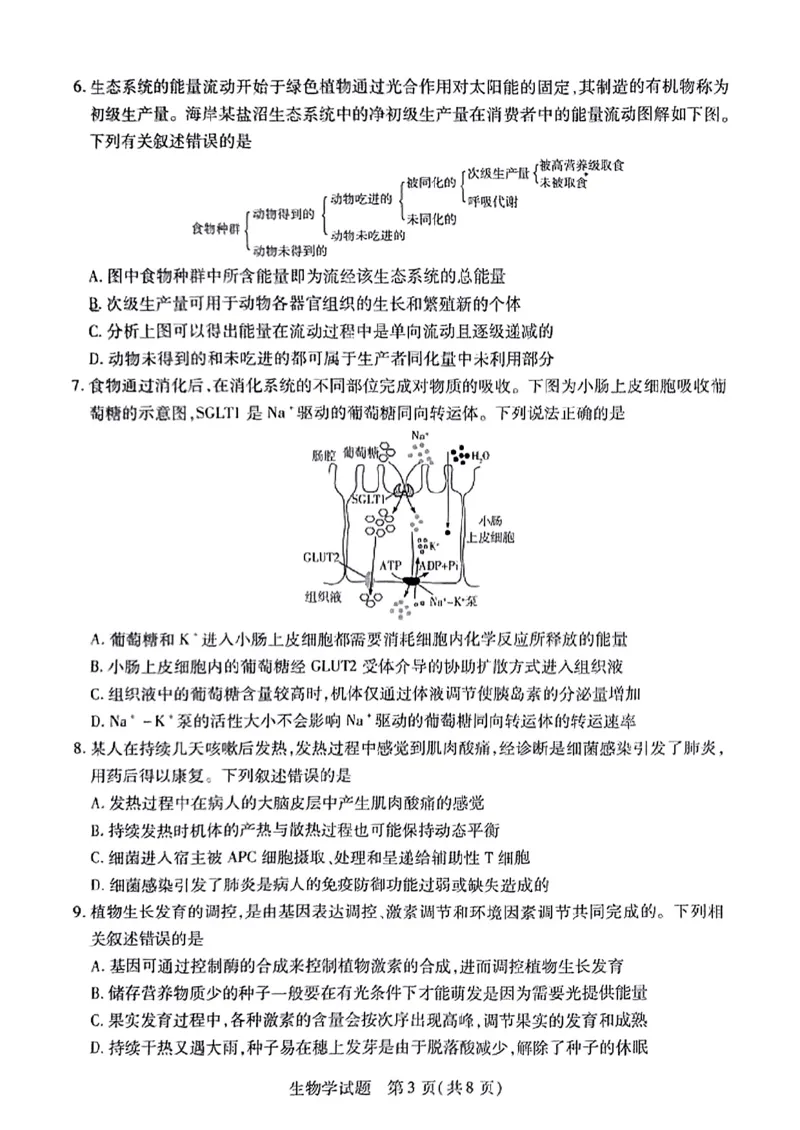 安徽省天一大联考2025届高三3月调研考试生物_2025年3月_250308安徽省天一大联考2025届高三3月调研考试（全科）_安徽省天一大联考2025届高三3月调研考试生物