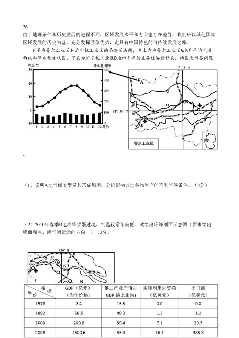 2010年高考地理试卷（山东）（空白卷）_地理历年高考真题_新&middot;PDF版2008-2025&middot;高考地理真题_地理（按年份分类）2008-2025_2010&middot;地理高考真题