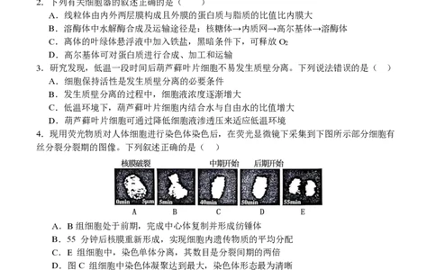 江苏省扬州中学2025届高三上学期1月月考生物+答案_2025年1月_250107江苏省扬州中学2025届高三上学期1月月考
