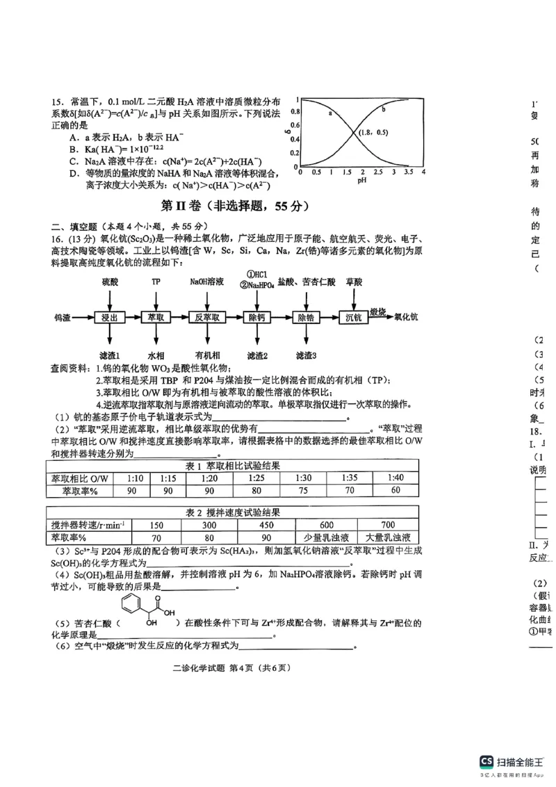 四川省达州市普通高中2025届第二次诊断性测试化学_2025年4月_250417四川省达州市普通高中2025届第二次诊断性测试（达州二诊）（全科）