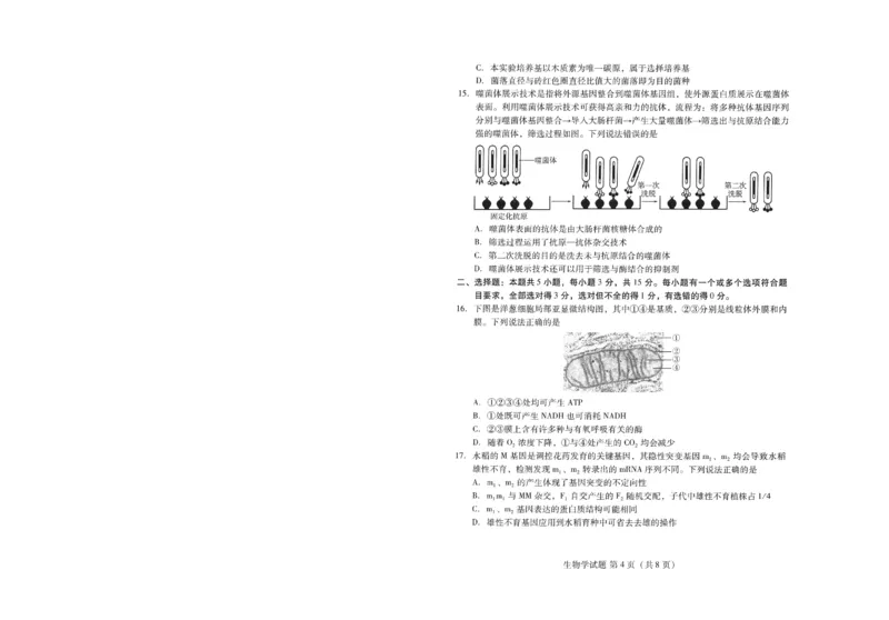 潍坊市2026届高三开学调研监测考试生物_2025年9月_250907山东省潍坊市2026届高三开学调研监测考试（全科）