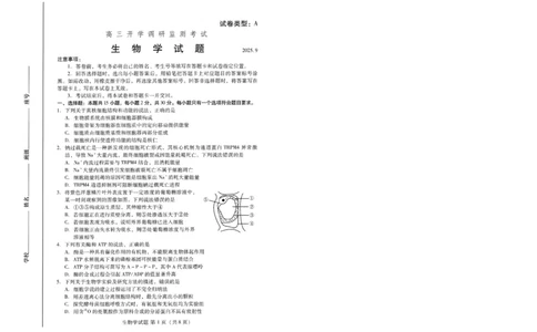 潍坊市2026届高三开学调研监测考试生物_2025年9月_250907山东省潍坊市2026届高三开学调研监测考试（全科）