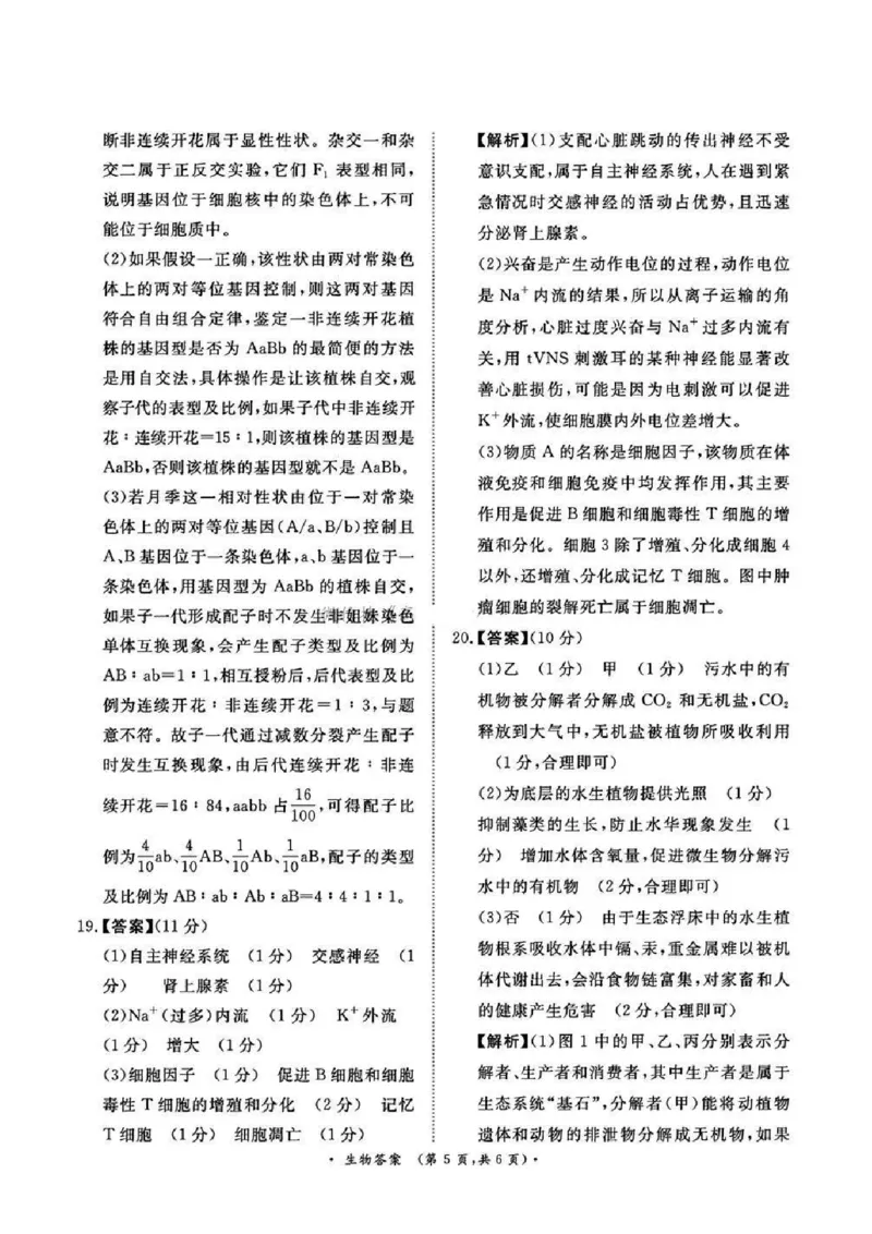 河南五市2025届高三期末生物试题及答案_2025年1月_250121河南普通高中（青桐鸣大联考）2024-2025学年（上）高三年级期末考试
