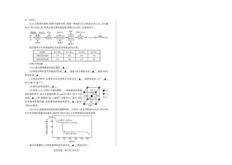 山西省思而行2025年高考考前适应性测试（冲刺卷）化学_2025年4月_250416山西省2025年高考考前适应性测试（冲刺卷）（山西省二模）_2025年山西高考省二模（冲刺卷）化学