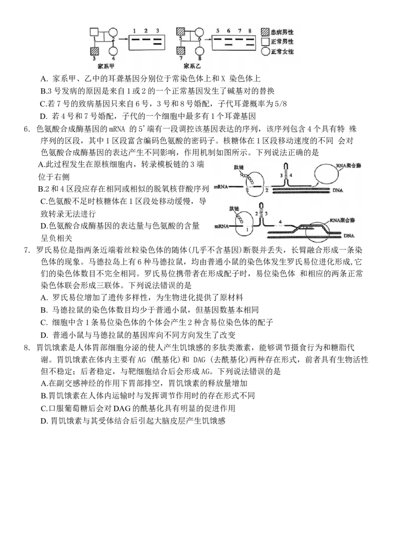 山东省烟台市2025届高三一模考试生物试题（含答案）_2025年3月_250305山东省烟台市、德州市、东营市2025年3月高三高考诊断性测试（一模）（全科）
