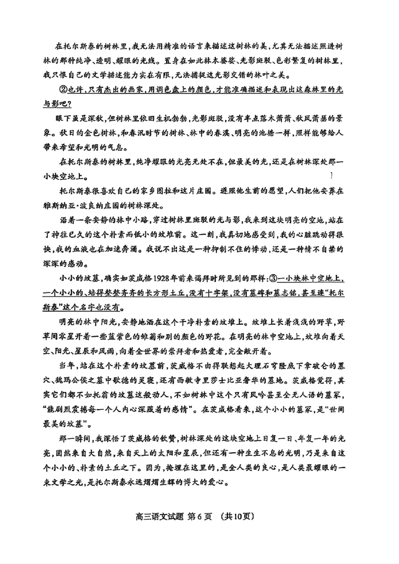 语文试题_2025年3月_250308山东省泰安市2025届高三一轮检测（泰安一模）（全科）_山东省泰安市2025届高三一轮检测（泰安一模）语文