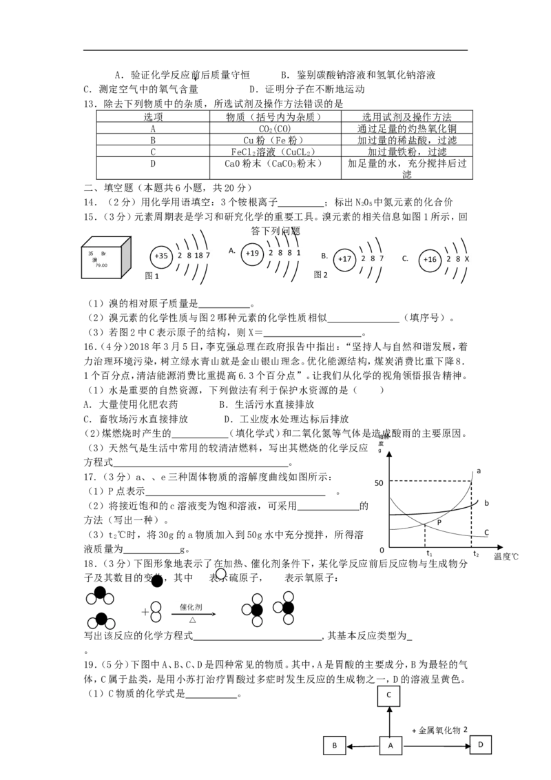 青海省2018年中考化学真题试题（含答案）_中考真题_5.化学中考真题2015-2024年_2018中考真题卷（277份）