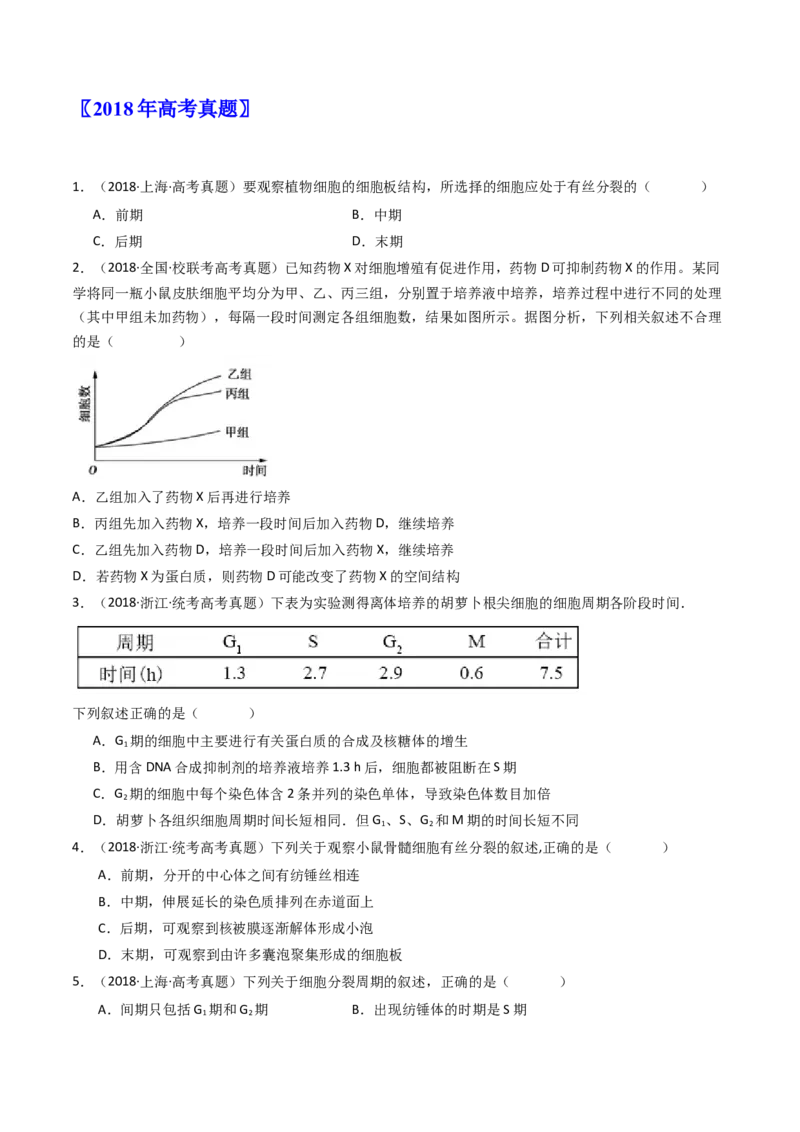 专题08有丝分裂和减数分裂（原卷卷）_近10年高考真题汇编（必刷）_十年（2014-2024）高考生物真题分项汇编（全国通用）_十年（2014-2023）高考生物真题分项汇编（全国通用）