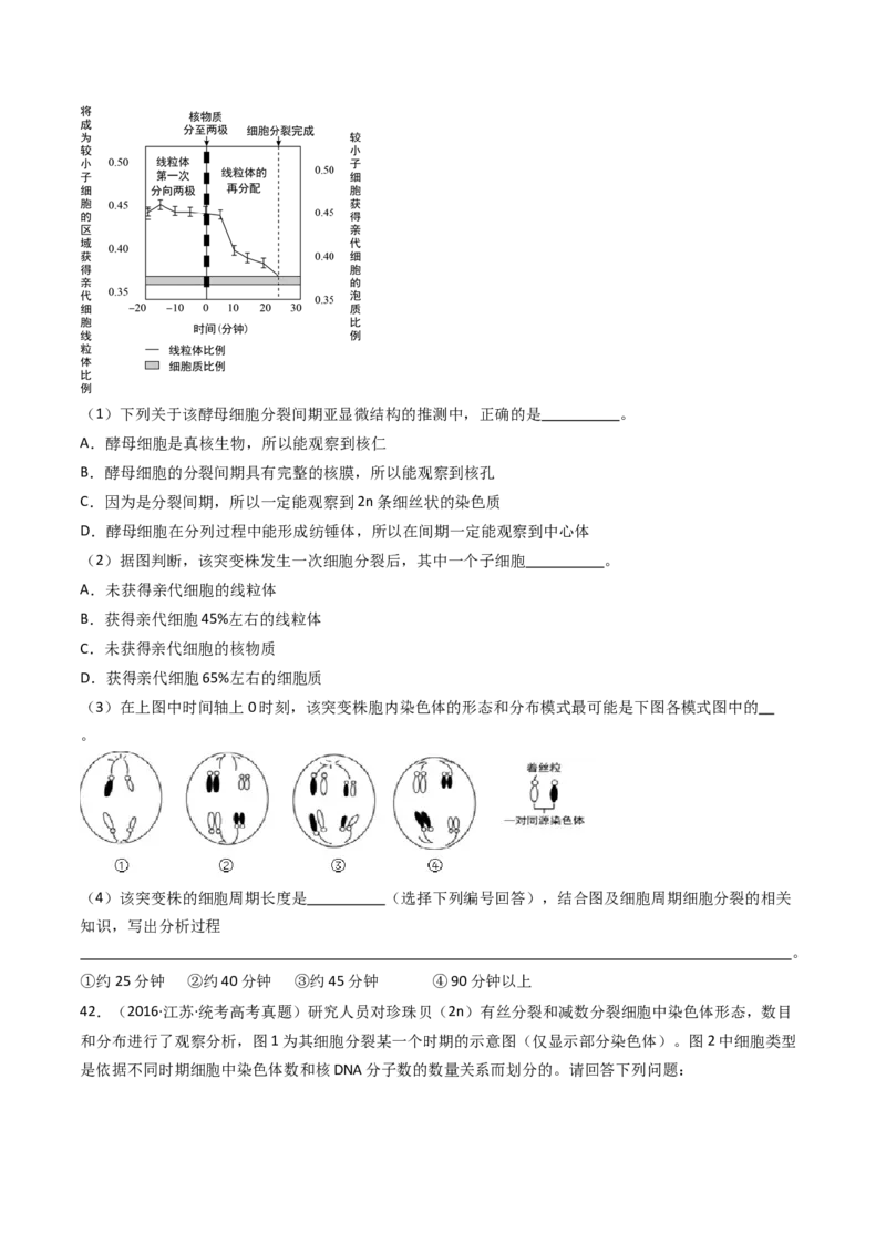 专题08有丝分裂和减数分裂（原卷卷）_近10年高考真题汇编（必刷）_十年（2014-2024）高考生物真题分项汇编（全国通用）_十年（2014-2023）高考生物真题分项汇编（全国通用）
