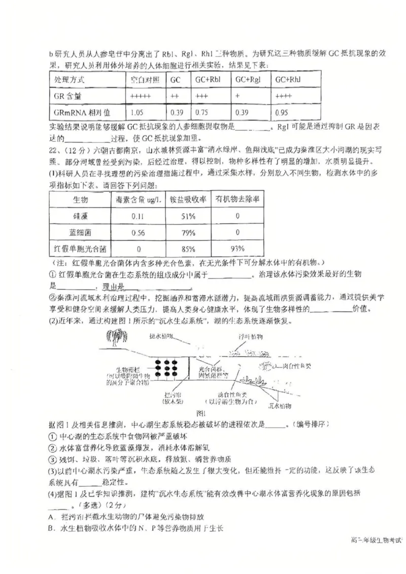 江苏省盐城中学2024-2025学年高三下学期3月月考生物+答案_2025年3月_250316江苏省盐城中学2024-2025学年高三下学期3月月考试题