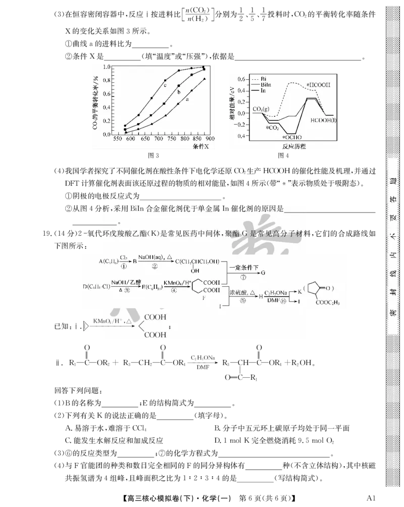 湖北省2025届九师联盟核心模拟卷（下）（样卷）化学_2025年4月_2504022025届九师联盟核心模拟卷（下）（一）（样卷）（全科）