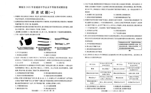 山东省聊城市2025年普通高中学业水平等级考试模拟卷历史_2025年3月_250310山东省聊城市2025年普通高中学业水平等级考试模拟卷（聊城一模）（全科）