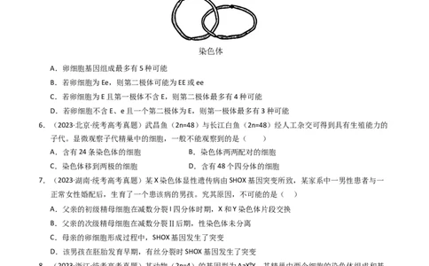 专题04有丝分裂和减数分裂（学生卷）_近10年高考真题汇编（必刷）_十年（2014-2024）高考生物真题分项汇编（全国通用）_2023年高考真题和模拟题生物分项汇编（全国通用）