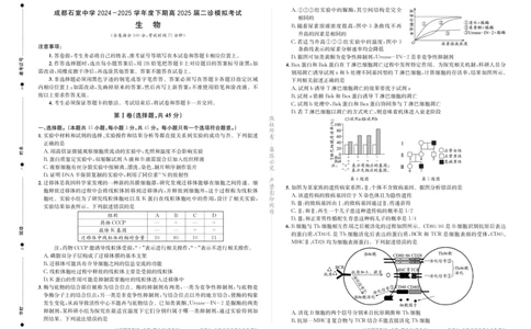 成都石室中学2024-2025学年度下期高2025届二诊模拟考试生物_2025年3月_250305四川省成都石室中学2024-2025学年度下期高2025届二诊模拟考试（全科）