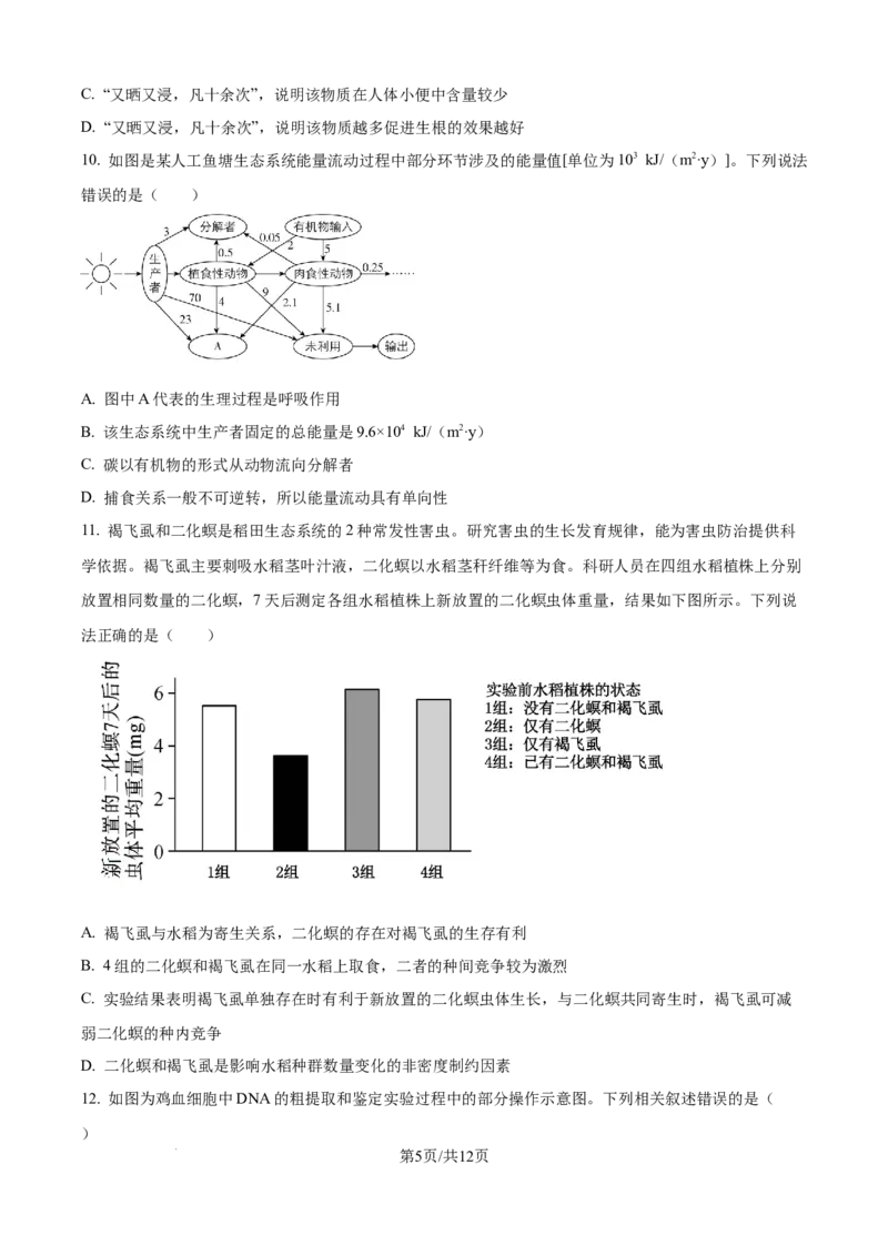 精品解析：河北省石家庄市长安区石家庄市第一中学2025-2026学年高三上学期9月月考生物试题（原卷版）_2025年9月_250927石家庄市第一中学2025-2026学年高三上学期9月摸底考试（全科）