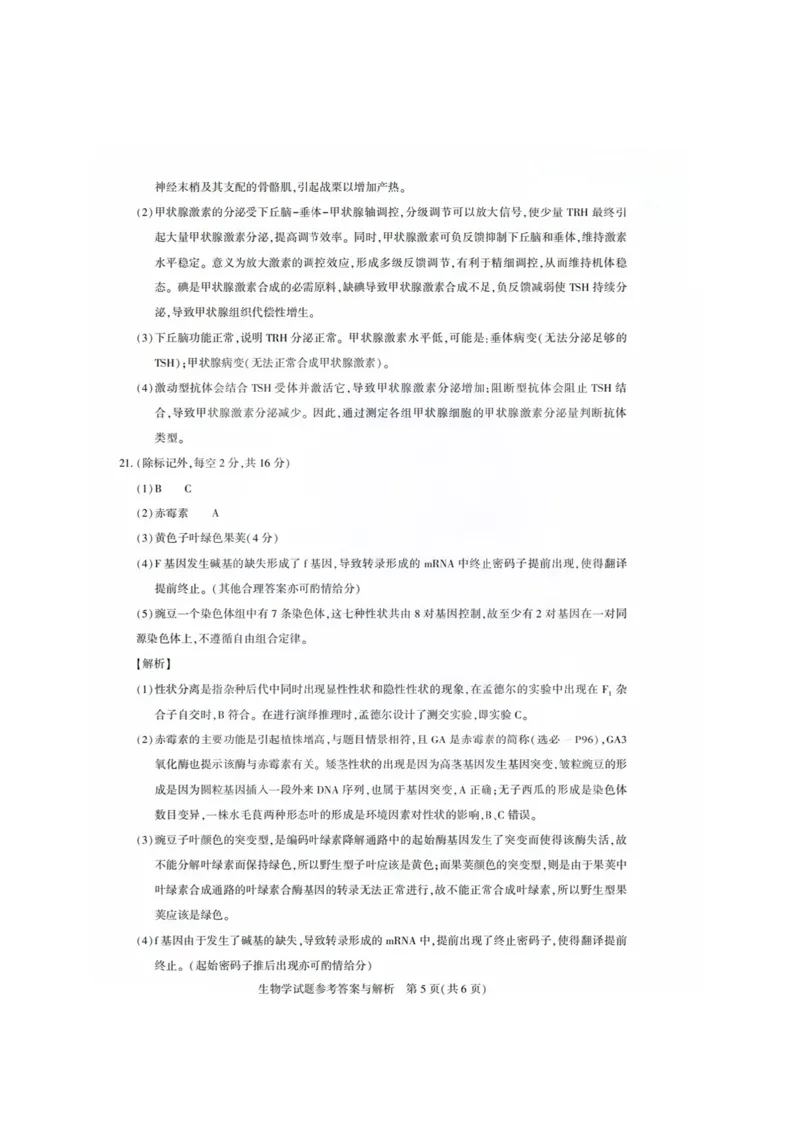 生物答案_2025年8月_250822湖北省圆创高中名校联盟2026届高三第一次联合测评（全科）_湖北省圆创高中名校联盟2026届高三第一次联合测评生物