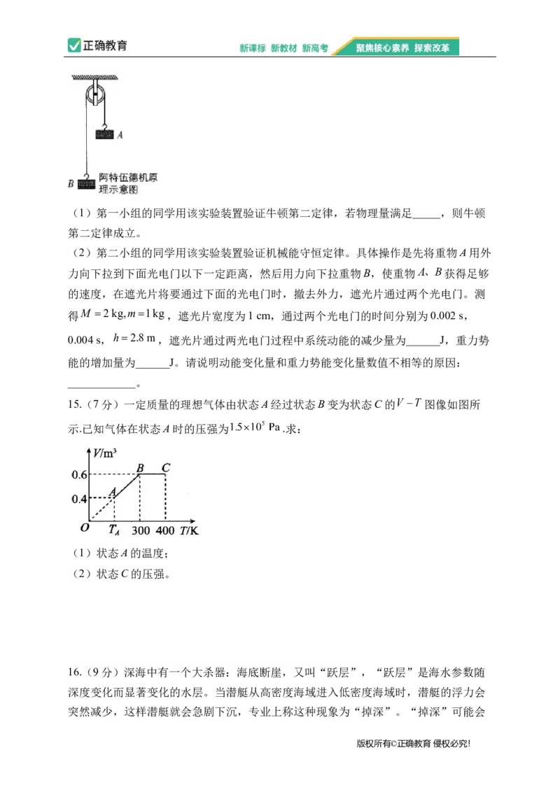 2023届新高考物理金榜猜题卷山东专版_2023高考押题卷_正确教育金榜猜题卷_（新高考）正确教育丨金榜猜题卷_新高考物理