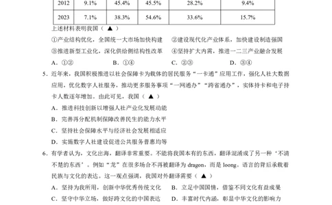 政治试题_2025年1月_250116江苏省无锡市2024年秋季学期高三期终教学质量调研测试（全科）_江苏省无锡市2024年秋季学期上学期高三期终教学质量调研测试政治