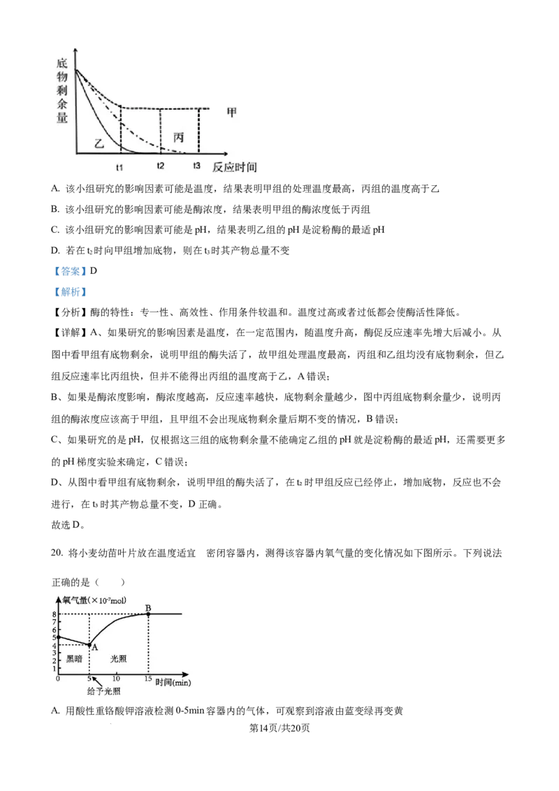 精品解析：安徽省合肥市第七中学2025-2026学年高三上学期第一次质量检测生物试题（解析版）_2025年9月_250924安徽省合肥市第七中学2025-2026学年高三上学期第一次质量检测（全科）