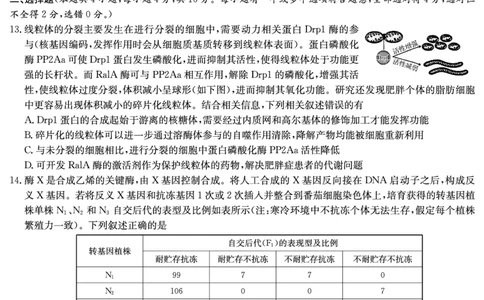 炎德&middot;英才大联考雅礼中学2025届模拟试卷（一）生物_2025年5月_250513湖南省炎德&middot;英才大联考雅礼中学2025届模拟试卷（一）（全科）