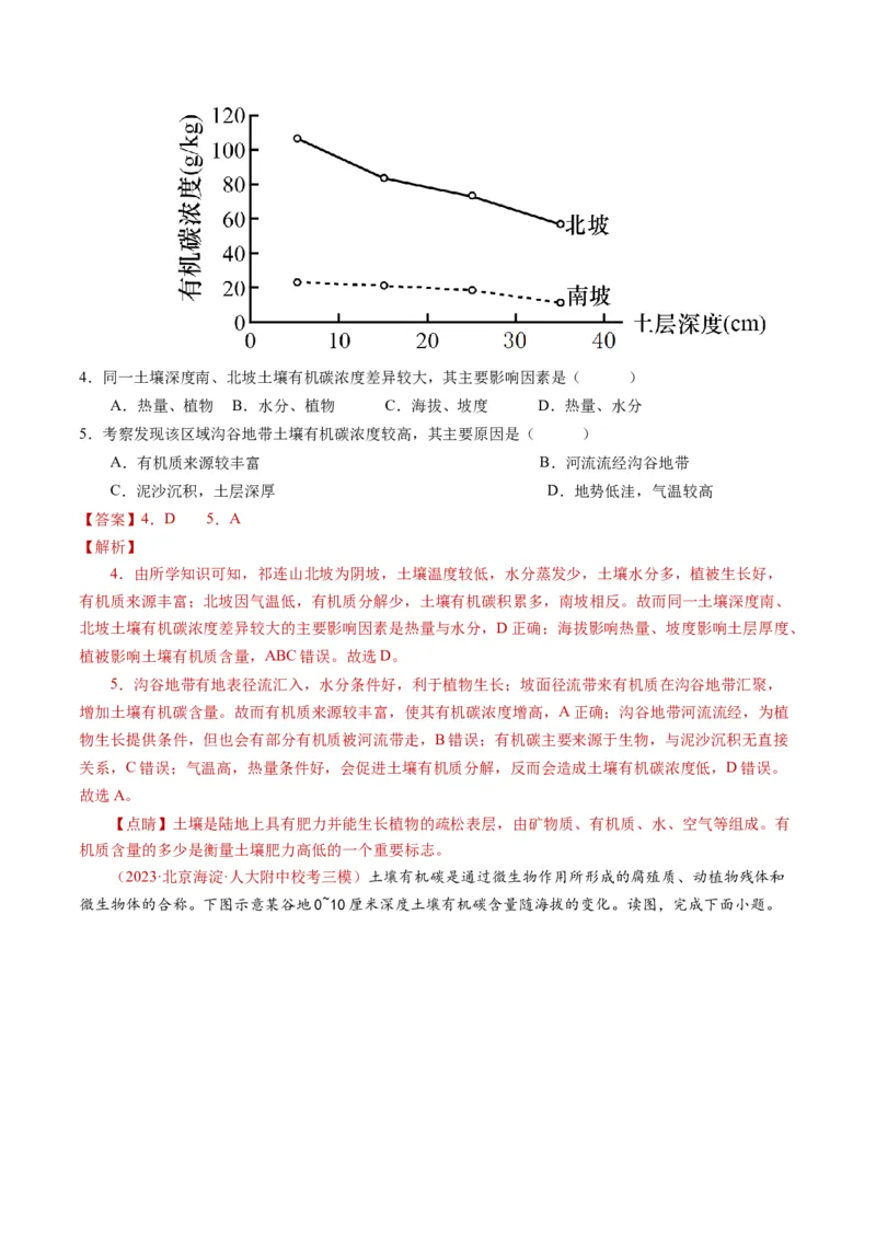 专题06自然地理环境的整体性与差异性（内含植被与土壤）学易金卷：2023年高考真题和模拟题地理分项汇编（解析卷）_近10年高考真题汇编（必刷）
