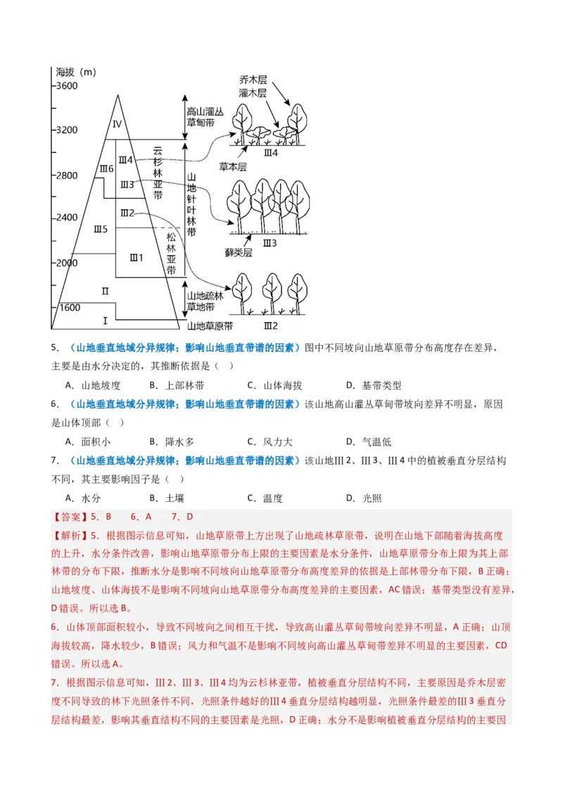 专题06自然地理环境的整体性与差异性（内含植被与土壤）学易金卷：2023年高考真题和模拟题地理分项汇编（解析卷）_近10年高考真题汇编（必刷）