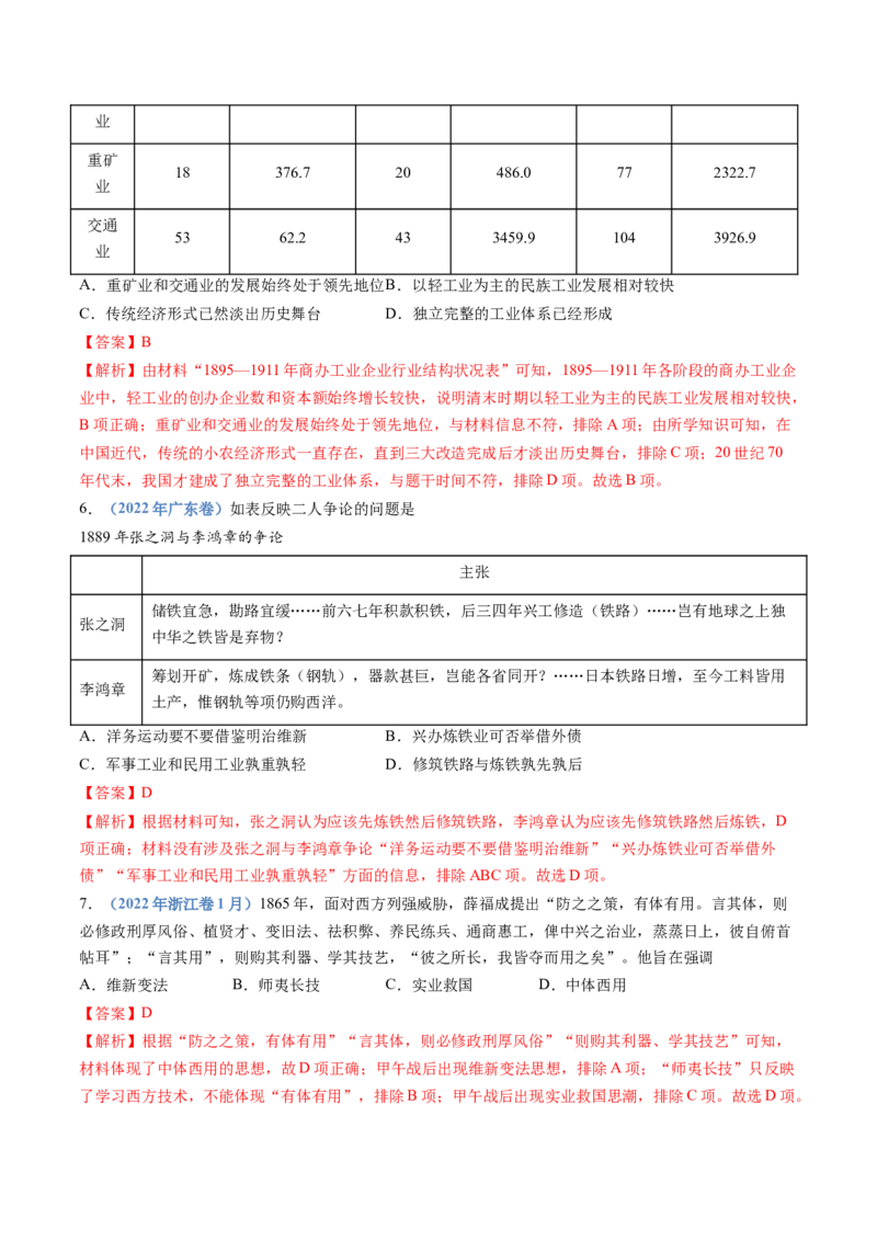 专题05晚清时期的内忧外患与救亡图存（教师卷）_近10年高考真题汇编（必刷）_十年（2014-2024）高考历史真题分项汇编（全国通用）