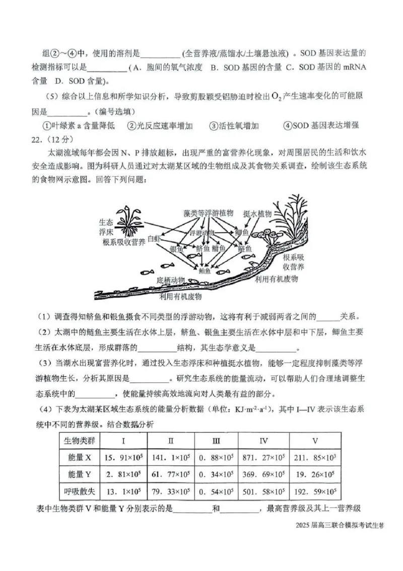 吉林省长春市东北师范大学附属中学等五校2024-2025学年高三上学期期末考试生物+答案_2025年1月_250123吉林省长春市东北师范大学附属中学等五校2024-2025学年高三上学期期末考试