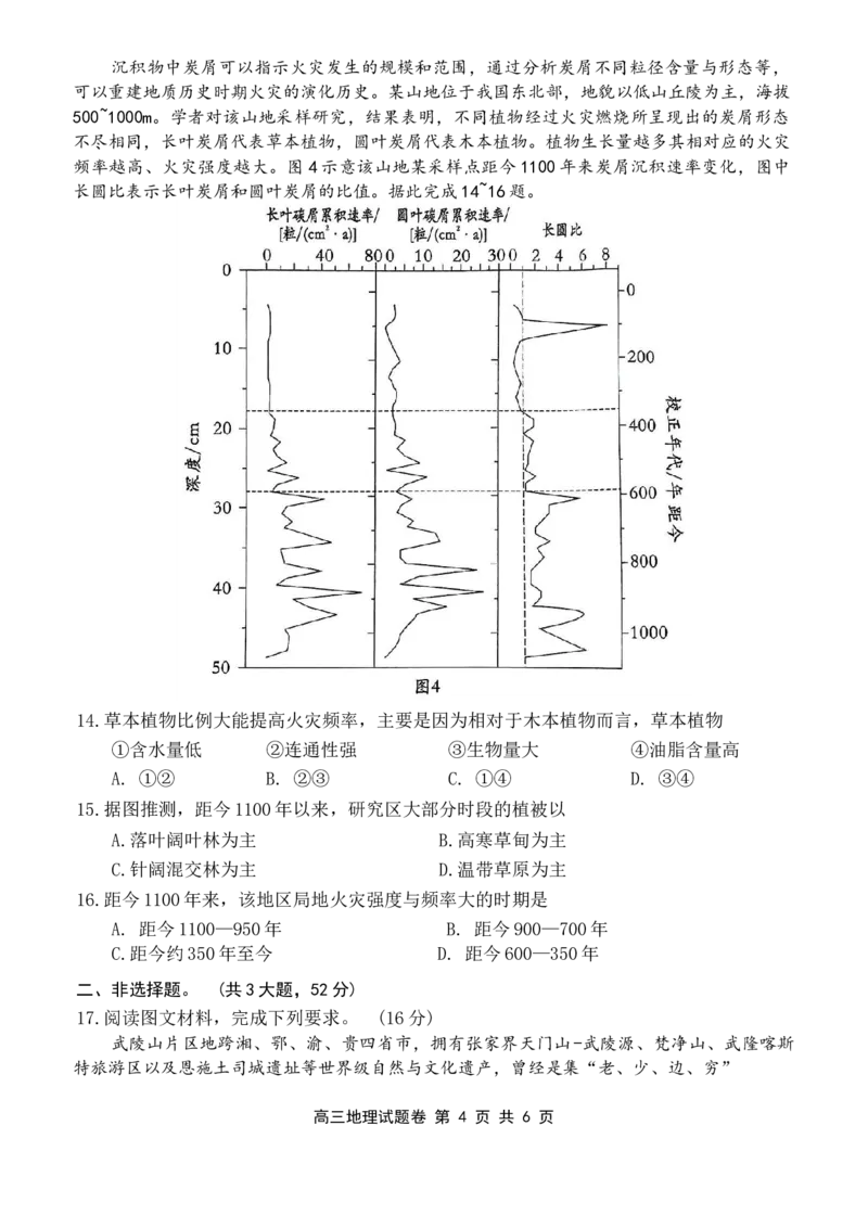 地理试卷_2025年1月_250120湖南益阳市2024-2025学年高三上学期期末考试_地理