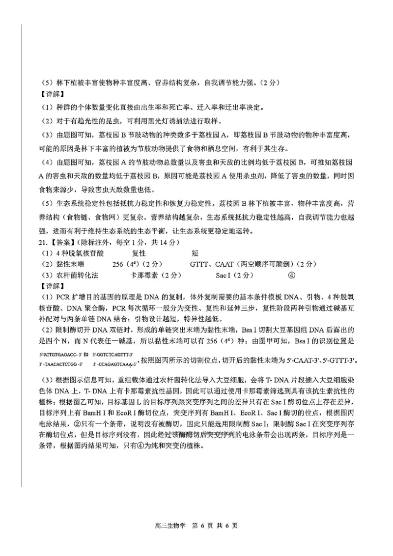 生物答案_2025年8月_250822广西省&ldquo;贵百河一南宁二中、武鸣高中&rdquo;2026届8月高三摸底考试（全科）_2026届&ldquo;贵百河一南宁二中、武鸣高中&rdquo;8月高三摸底考试生物试题（含答案）